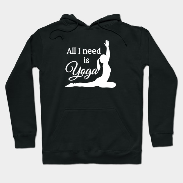 All I Need is Yoga | White | Black Hoodie by Wintre2